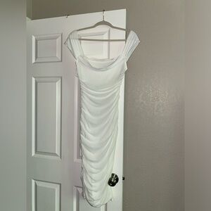 Off Shoulder Rushed Boycon Dress